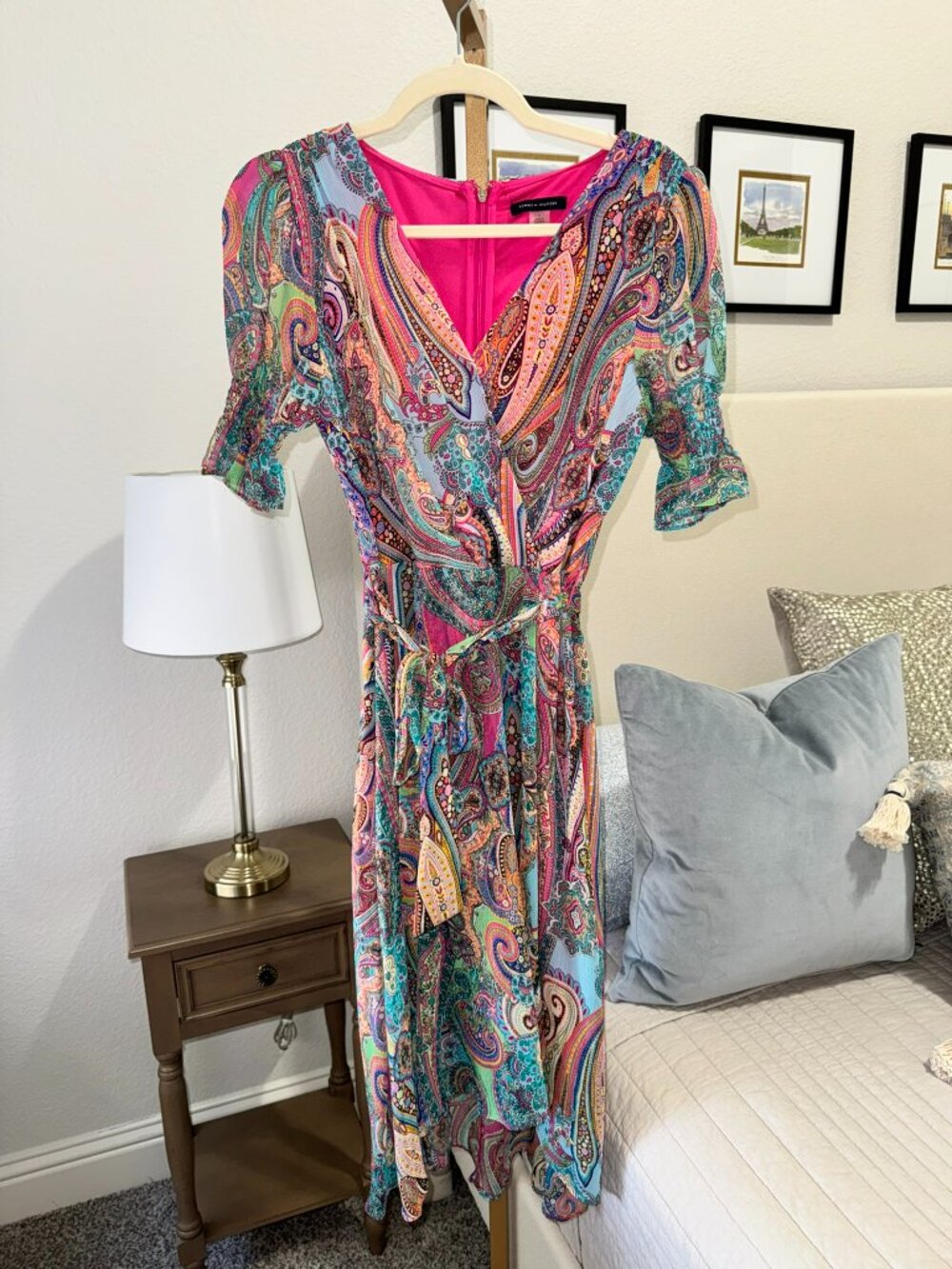 🎨 Tommy Hilfiger Paisley Wrap Dress Size 4 | High-Low Hem | Excellent Condition